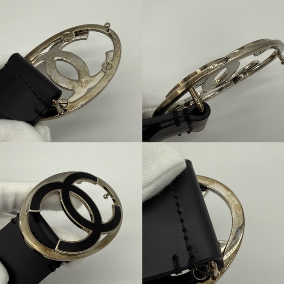Authentic Chanel CC Logo Oval black calf leather belt - Picture 13 of 16